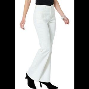 WynneDenim Performance Stretch Seamed Soft Flare Leg Jean Off-White - Petite